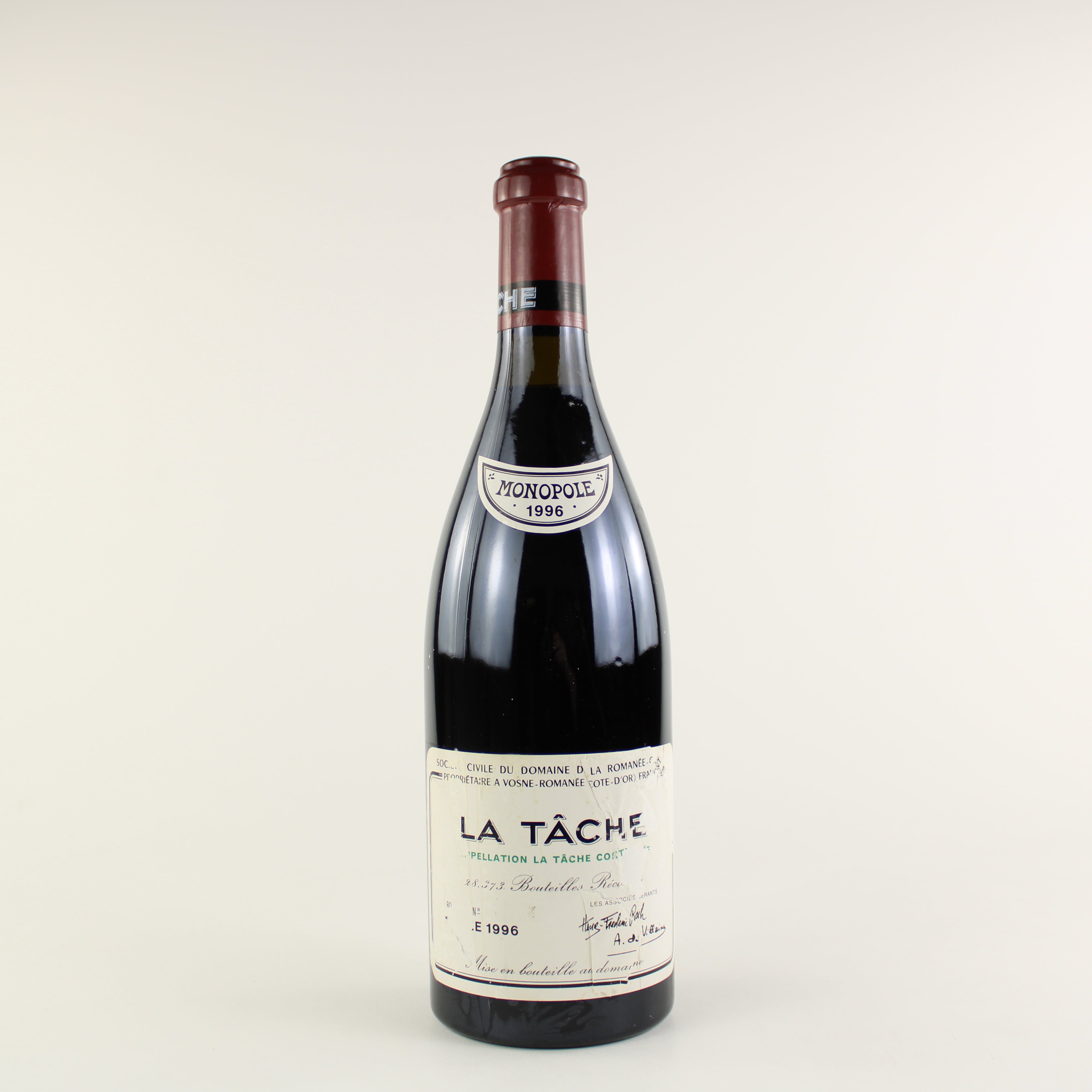 Domaine de la Romanee-Conti La Tache Grand Cru 1996 Damaged Label